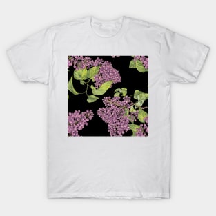 Lilac flower on black T-Shirt